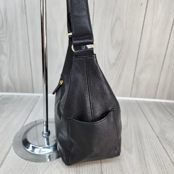 St. John’s Bay Black Leather Hobo Shoulder Bag Satchel Work Office Purse FLAWED - Picture 6 of 16